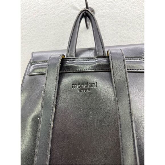 Y2K Mondani New York Womens Black Soft Simulated Leather Backpack Purse - Picture 9 of 10